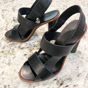 BCBGMaxAzria Black Textured Strappy Heels